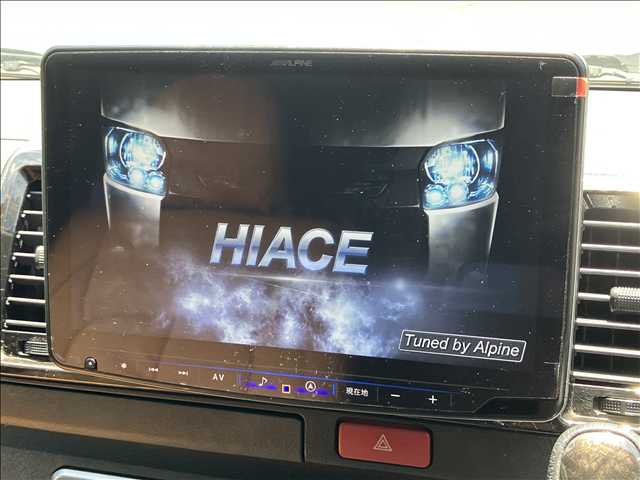 ハイエースバンロングボディスーパーGL ダークプライムII 禁煙 全周囲カメラ アルパイン11型ナビ 寒冷地仕様 両側電動スライドドア AC100V電源 リアヒーター/クーラー 純正15インチアルミ HDMIポート ETC クリアランスソナー LEDヘッド 内装他