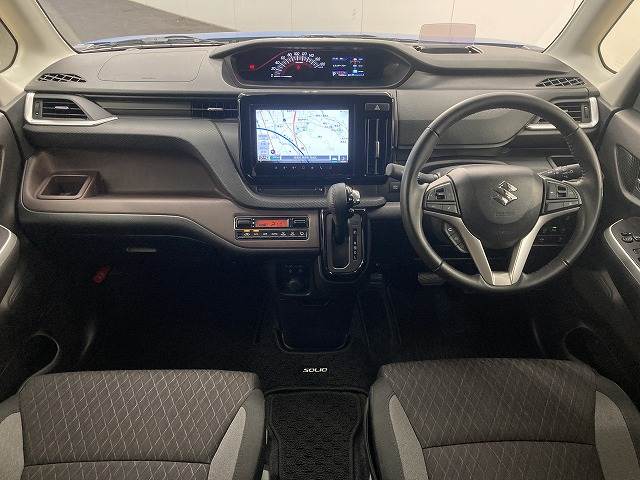 スズキソリオバンディットハイブリッドMV 全周囲カメラ/シートヒーター/AppleCarPlay/レーダークルーズコントロール/衝突軽減ブレーキ/ヘッドアップディスプレイ/ナビTV/ハイビームアシスト/スリムサーキュレーター/電動スライドドア 内装他