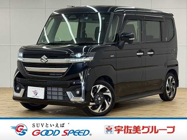 スズキスペーシアカスタムハイブリッドXS 8型ナビ/両側電動スライドドア/後席オットマン/シートヒーター/バックカメラ/ETC/レーダークルーズコントロール/ハイビームアシスト/車線逸脱警報/パーソナルテーブル/Bluetooth 外観